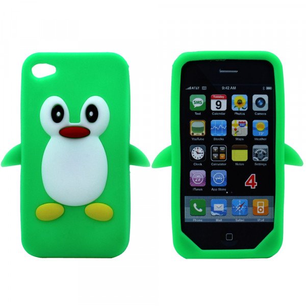 Wholesale iPhone 4S/4 3D Penguin Case  (Lime Green)